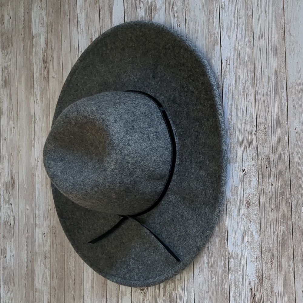 Free People Wool Wide Brim Fedora Hat Black Trim OS - Picture 5 of 14